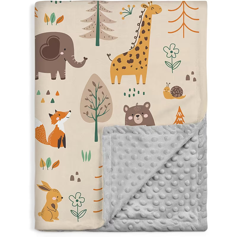 Soft Plush Baby Blanket with Animal Print