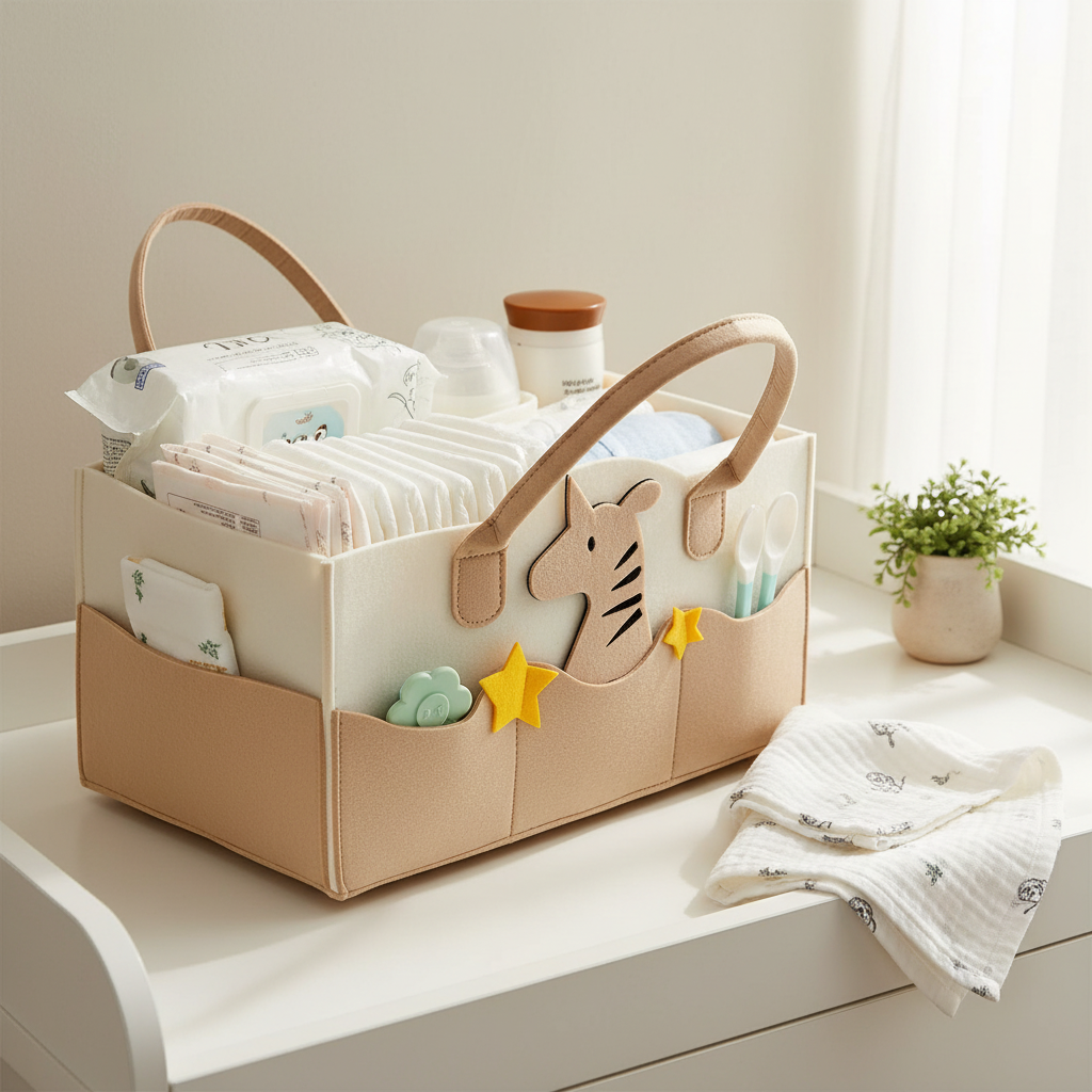 Portable Felt Diaper Caddy Organiser