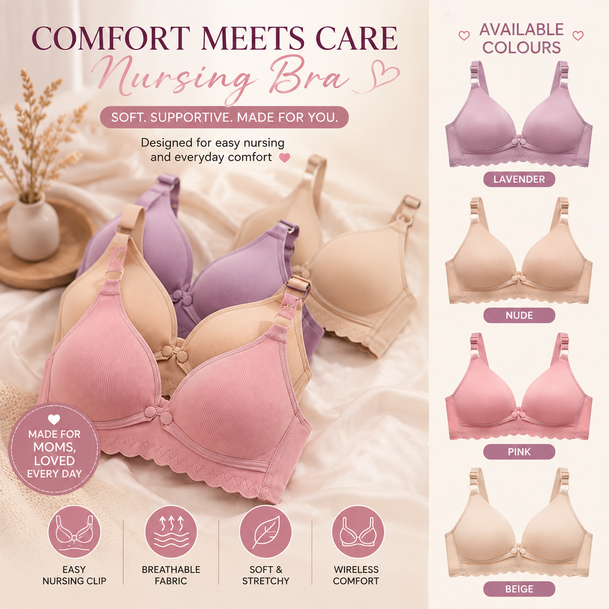 4-Pack Small Cup Maternity Nursing Bras