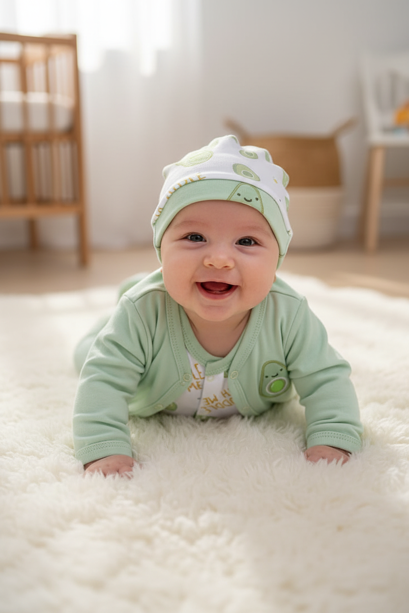 8-Piece Baby Gift Set | Spring/Summer Cartoon Print Onesie & Accessories
