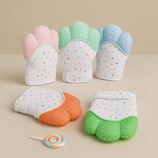 Soft Silicone Baby Teething Mittens Set
