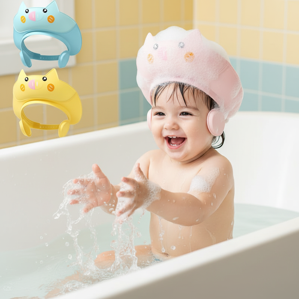 Adorable Pig-Themed Adjustable Kids' Shower Cap
