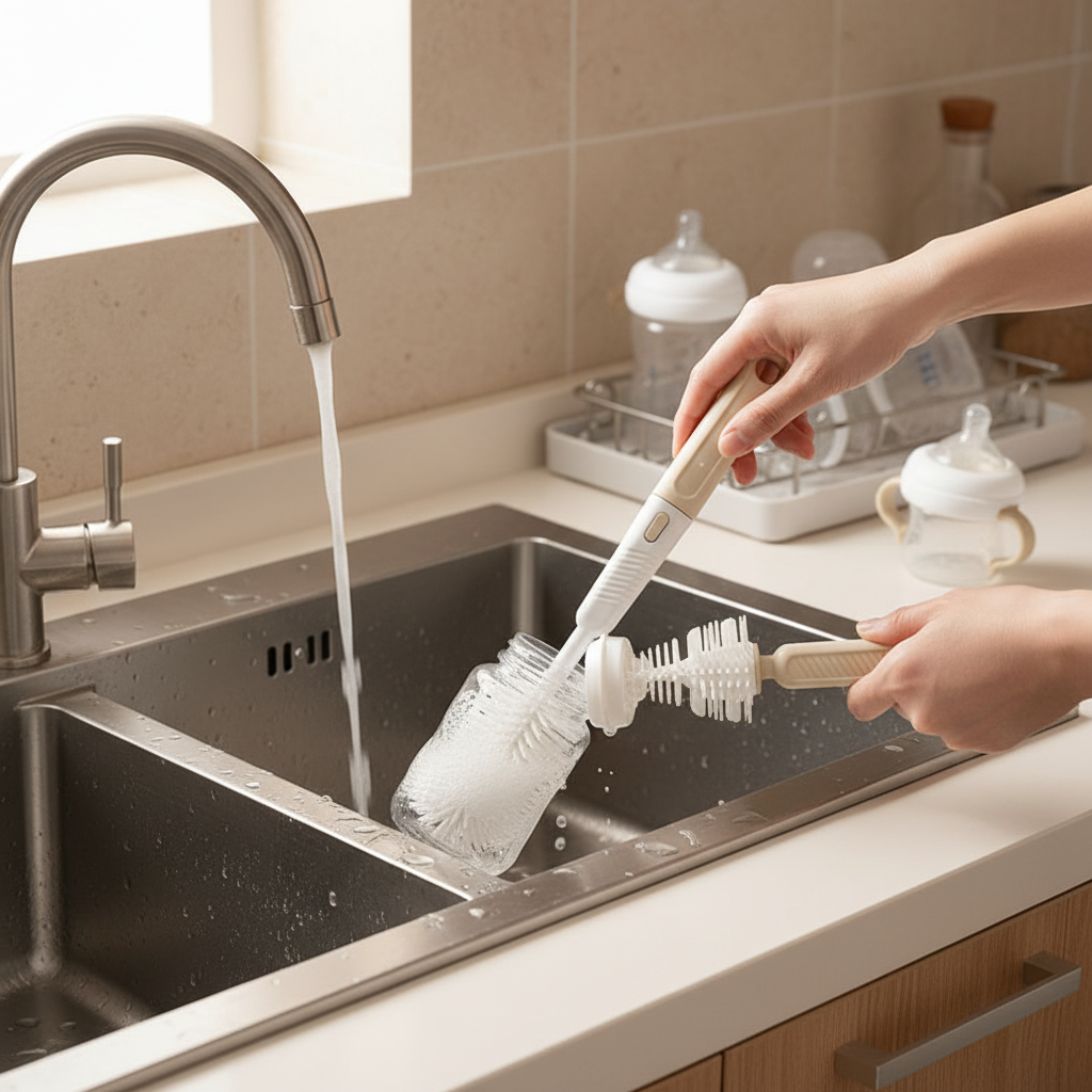 Silicone Bottle Brush Cleaning Set with Handle