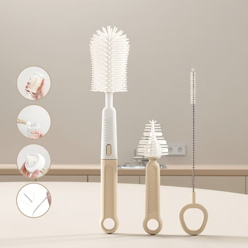 Silicone Bottle Brush Cleaning Set with Handle