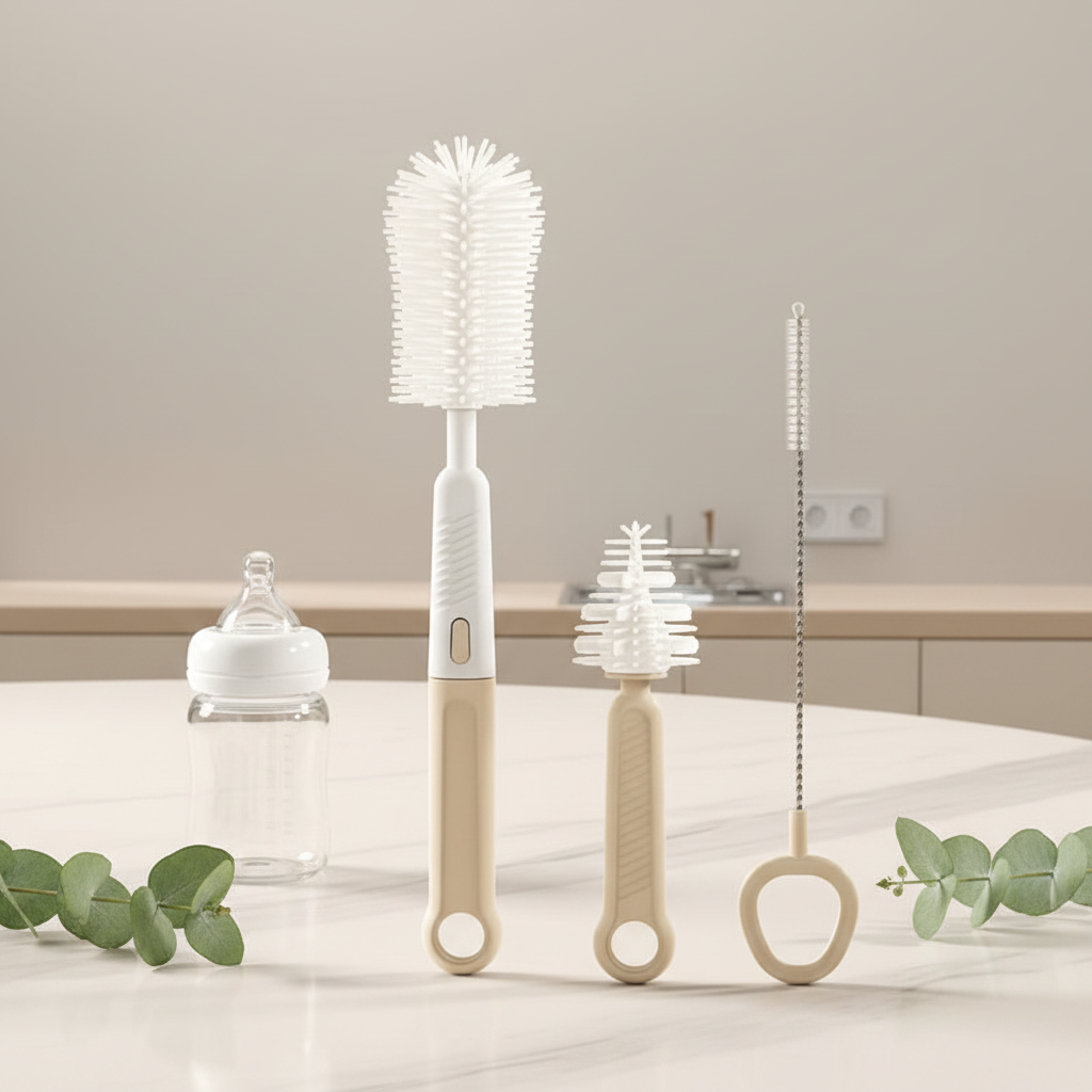 Silicone Bottle Brush Cleaning Set with Handle