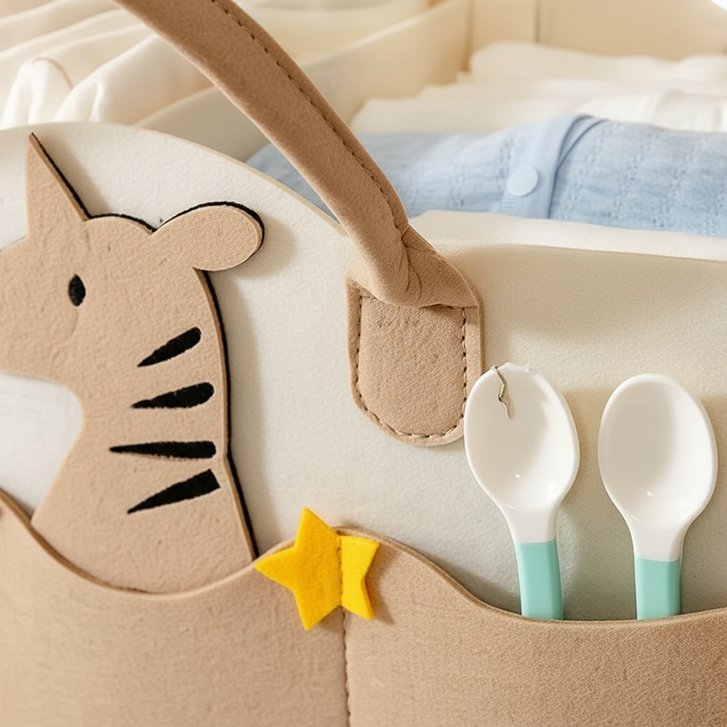 Portable Felt Diaper Caddy Organiser - Detail